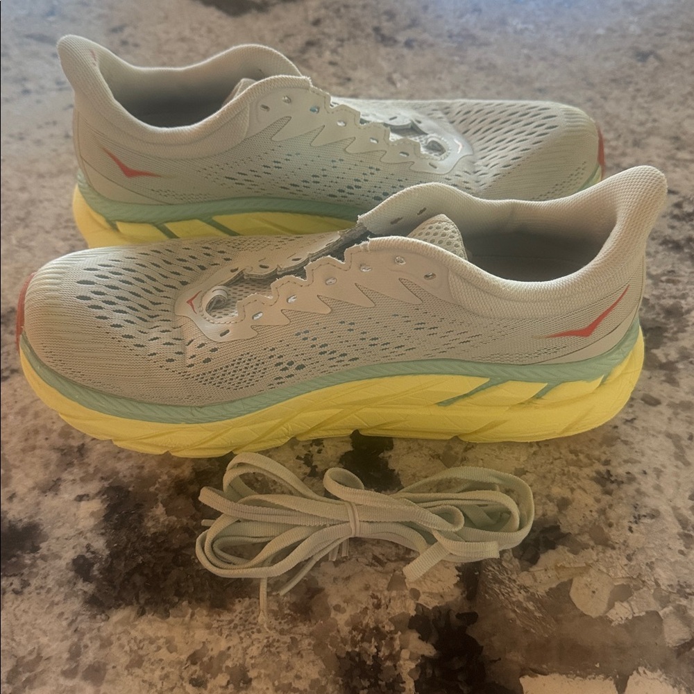 Hoka Clifton 7 Women's Running Shoes 8 Blue Green Yellow